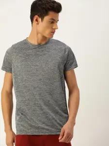 Sports52 wear Men Grey Melange Round-Neck Dry Fit Training or Gym T-shirt