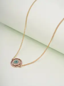 Ferosh Gold-Plated Crystal Evil Eye Pendant Necklace