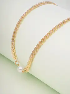 Ferosh Gold-Toned & White Choker Necklace