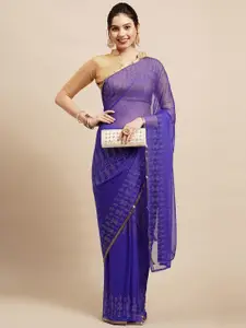 Saree mall Blue Embellished Zari Sarees