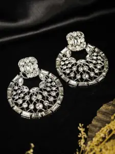 Priyaasi Silver-Toned Geometric Chandbalis Earrings