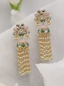 Priyaasi Pink Contemporary Kundan Jhumkas Earrings