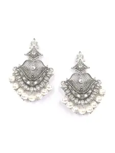 Priyaasi Silver-Toned Floral Chandbalis Earrings