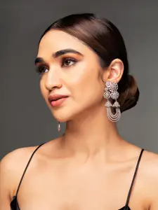 Priyaasi Rose Gold Contemporary Half Hoop Earrings