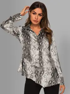 JC Collection Women Grey Animal Printed Casual Shirt