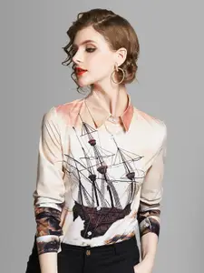 JC Collection Women Multicoloured Nautical Print Casual Shirt