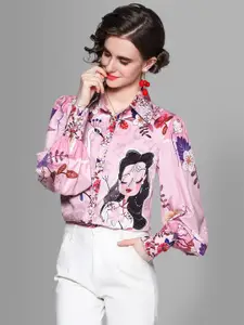 JC Collection Women Pink Floral Printed Casual Shirt