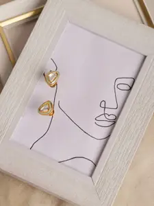 Ruby Raang Gold-Plated Triangular Kundan Studded Studs Earrings