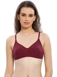 Lady Love Maroon Solid Non-Wired Non-Padded All Day Comfort T-Shirt Bra