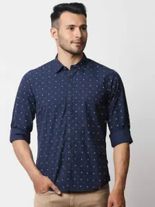 Pepe Jeans Men Blue Printed Cotton Casual Shirt