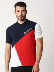 Pepe Jeans Men Red Colourblocked T-shirt