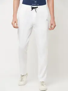 Octave Men White Solid Cotton Track Pants
