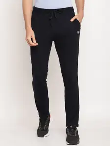 Octave Men Navy Blue Solid Cotton Regular-Fit Track Pants