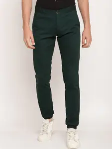 Octave Men Bottle Green Solid Cotton Track Pant