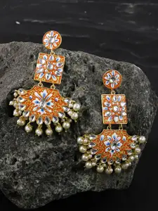 Silvermerc Designs Gold-Plated Kundan Beaded Meenakari Earrings