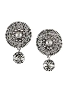 Silvermerc Designs Silver-Plated Oxidised Contemporary Drop Earrings