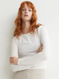 H&M White Jersey Top