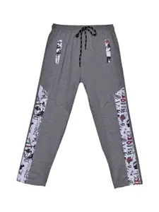 SWEET ANGEL Boys Charcoal Printed Pure Cotton Regular Fit Track Pants