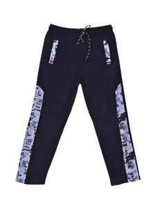 SWEET ANGEL Boys Navy-Blue Pure Cotton Track Pants