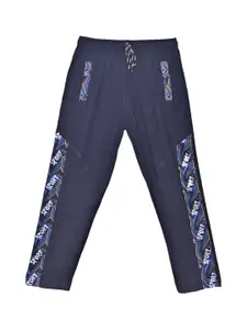 SWEET ANGEL Boys Navy Blue Printed Regular-Fit Pure Cotton Track Pants