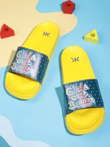 Kook N Keech Women Blue & Yellow Printed Sliders