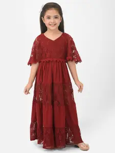Eavan Maroon Lace Maxi Dress