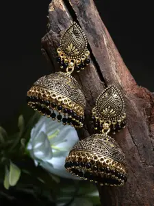 ANIKAS CREATION Black Contemporary Jhumkas Earrings