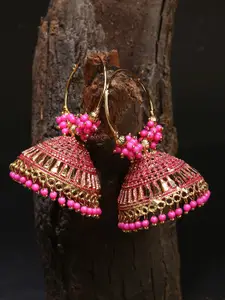 ANIKAS CREATION Pink Contemporary Jhumkas Earrings