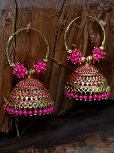ANIKAS CREATION Pink Contemporary Jhumkas Earrings