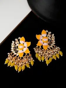 Silvermerc Designs Gold-Toned & Yellow Contemporary Drop Earrings