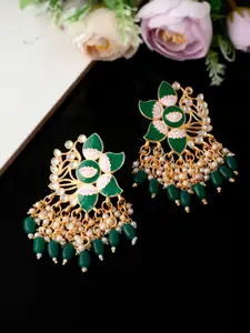 Silvermerc Designs Green & Gold Plated Contemporary Drop Earrings