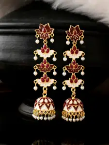 Silvermerc Designs Maroon Contemporary Jhumkas Earrings