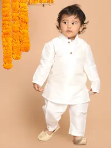 VASTRAMAY Boys White Kurta with Pyjamas