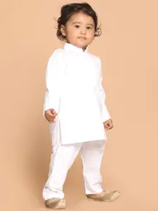 VASTRAMAY Boys White Pure Cotton Kurta with Pyjamas