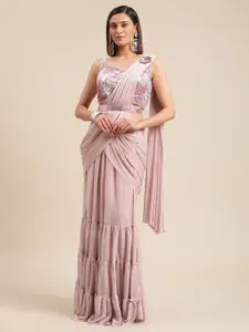 Grancy Pink Sequinned Ready to Wear Saree