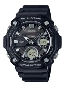 CASIO Men Grey Dial & Black Bracelet Style Straps Analogue and Digital Watch AD262
