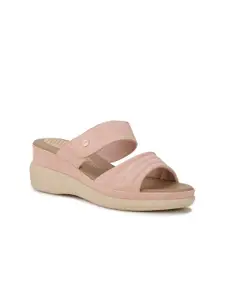 Bata Pink PU Flatform Sandals