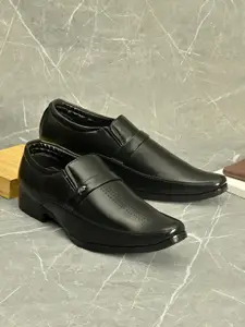 Sir Corbett Men Black Solid Formal Slip-Ons Shoes