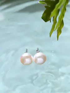 Zavya White Circular Studs Earrings