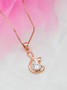 Zavya 925 Sterling Silver Rose Gold-Plated Pendant With Chain