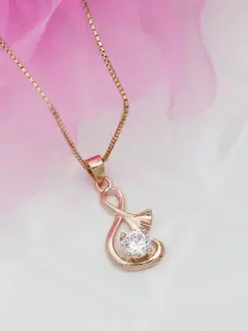 Zavya 925 Sterling Silver Rose Gold-Plated Pendant With Chain