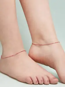 Zavya Women Set Of 2 Rose Gold 925 Sterling Silver Anklets