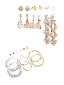 Vembley Set Of 12 Gold-Toned Contemporary Studs Earrings