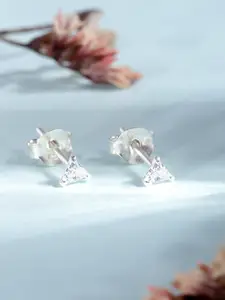 Zavya  925 Sterling Silver Rhodium-Plated Edgy Triangle Studs Earrings