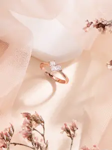 Zavya Women Rose Gold-Plated Whisper of the Heart 925 Sterling Silver Finger Ring