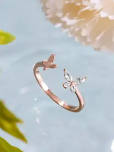 Zavya Rose Gold-Plated Butterfly 925 Finger Ring