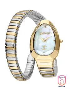 Just Cavalli Women White Brass Dial & Bracelet Style Straps Analogue Watch JC1L208M0065