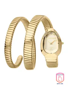 Just Cavalli Women Bronze-Toned Brass Dial & Gold Toned Straps Analogue Watch JC1L209M0035