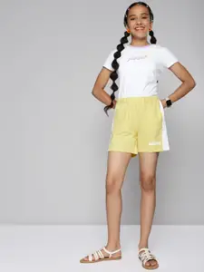 JUSTICE Girls Yellow & White Pure Cotton Regular Shorts