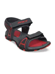 IMPAKTO Men Red & Black Solid Sports Sandals
